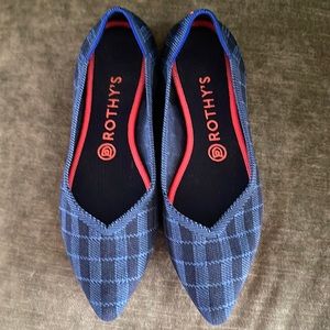 Rothy's The Point in Indigo Gingham 8.5